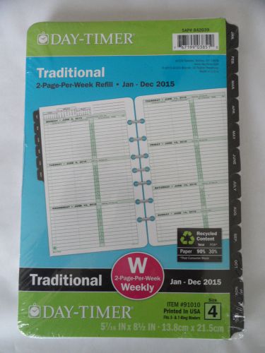 Day Timer Traditional 2-Page-Per-Week Refill, 2015, Size 4, #91010