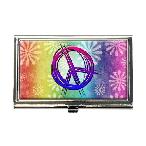 Hippie Peace Signs and Flowers Business Credit Card Holder Case