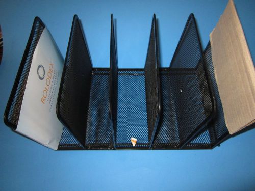 Rolodex Mesh Stacking Sorter, Black, 5 Sections