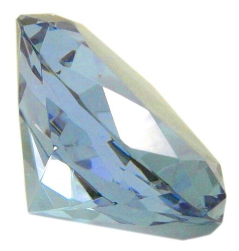 Light Blue Crystal 3.25&#034; Optic Diamond Heavyweight Glass Paperweight w/ Gift Box