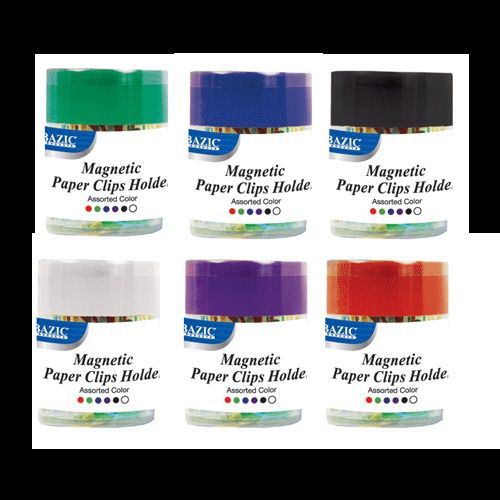 Bazic magnetic paper clips holder w/ 50 ct. small color paper clip, case of 24 for sale