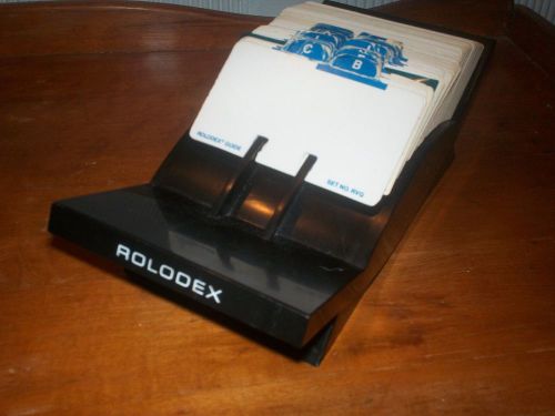 VTG Rolodex V-Glide Woodgrain GL-24 with file &amp; index cards recipe box holder