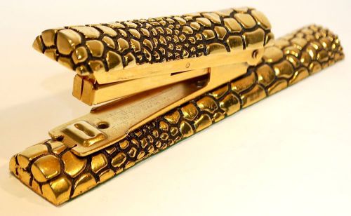 Vintage regal 25 brass cobblestone alligator stapler, mid-century bostitch for sale