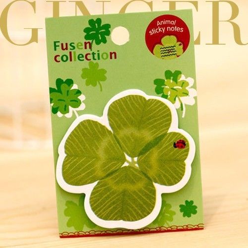Four leaved clover  - post it bookmark marker memo flags pads sticky notes ac306 for sale