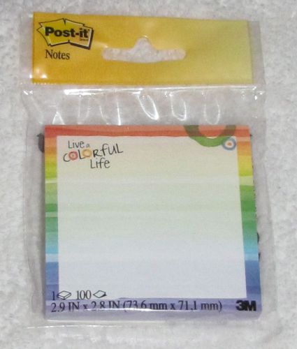 New! 2012 3m motivational post-it notes &#034;live a colorful life&#034; rainbow border for sale