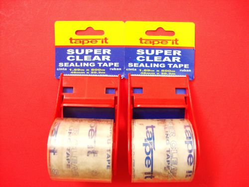 PACKAGEING TAPE (Clear) 1.89 in x 800 in w/ Dispenser  2 Pack   Tape It