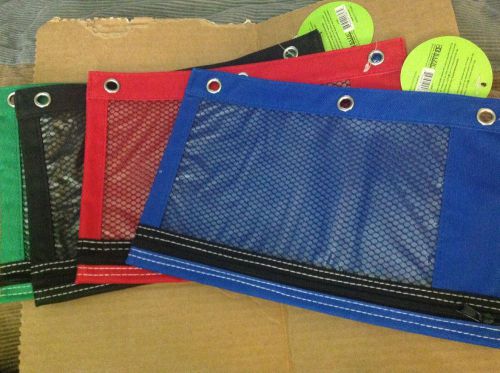 LOT OF 8 BAZIC 3-Ring Pencil Pouch with a Mesh Window  FREE 1st CLASS SHIPPING