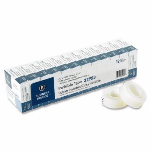 Business Source Invisible Tape, 1&#034; Core, 3/4&#034;x1000&#034;, 12/PK, Clear (BSN32953)