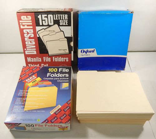 Lot of (300+) letter size manilla file folders ^ oxford smead multi colors tabs for sale