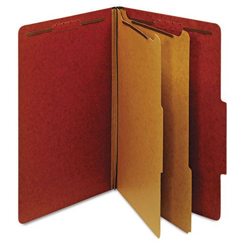 Pressboard classification folders, six fasteners, 2/5 cut, legal, red, 10/box for sale