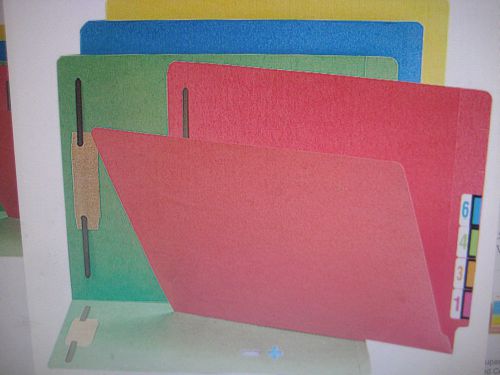 Assorted Colors Smead END TAB FASTENER FOLDERS letter size straight Box of 50