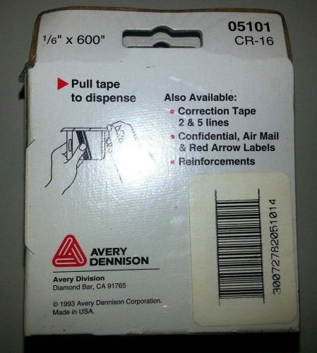 (5) Avery Self Adhesive Correction Tape -  1 line (1/6&#034; x 600&#034;) - New &amp; Sealed!!