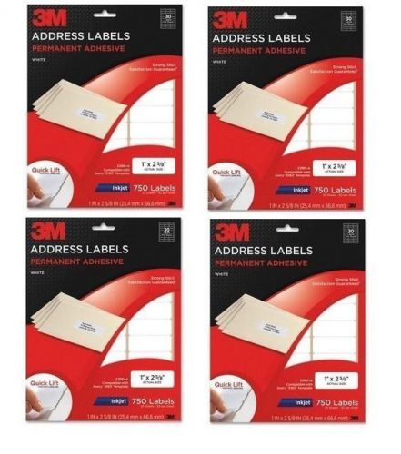 Lot of 3000 NEW 3M White Address Label 3200-A 1&#034; X 2 5/8&#034; Like Avery 8160/5160