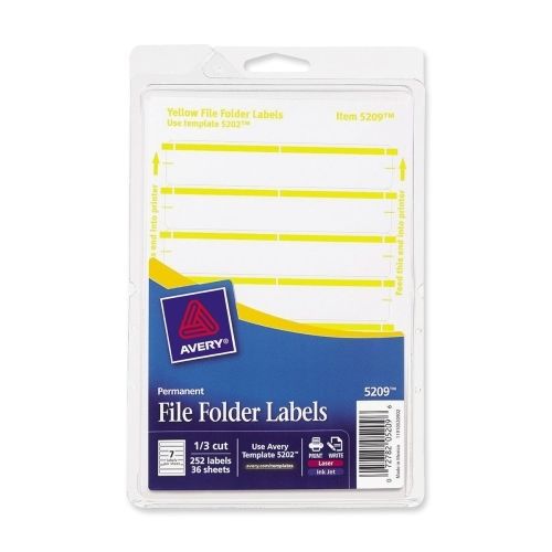 Avery Filing Label - 0.69&#034; W x 3.44&#034; L - 252 / Pack - Laser, Inkjet - Yellow