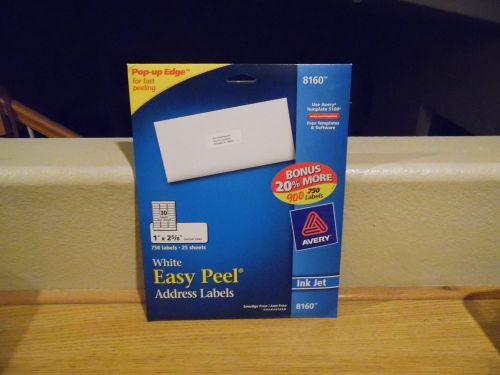 New Avery 8160 White Easy Peel Address Labels 1&#034; X 2 5/8&#034;  900 Labels Ink Jet