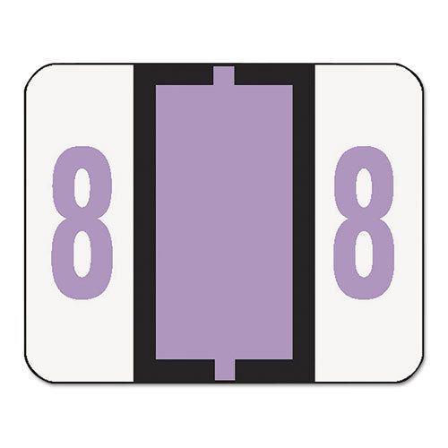 Single Digit End Tab Labels, Number 8, Lavender-on-White, 500/Roll