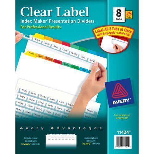 Avery Index Maker Punched Clear Label Tab Divider - Blank - 8 (ave11424)