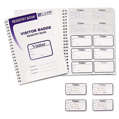 Visitor Badges with Registry Log, 2 x 3 1/2, White, 150/BX