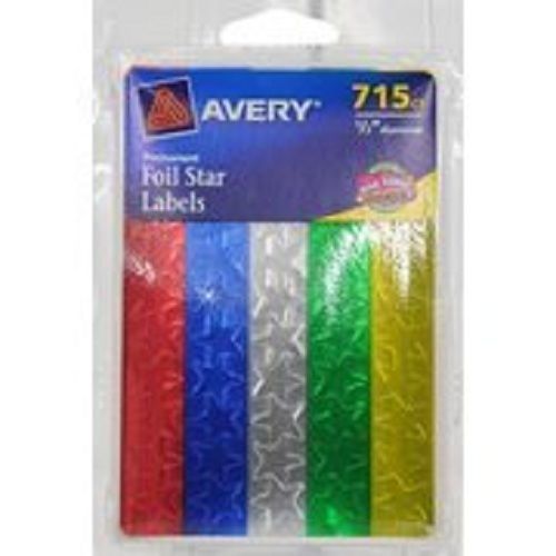 Avery Labels Foil Star Assorted Label Stars 715ct Avery 6751 Brand New Labels