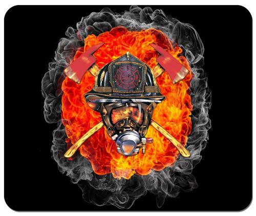 Firefighter in flames &amp; smoke  mouse pad for sale