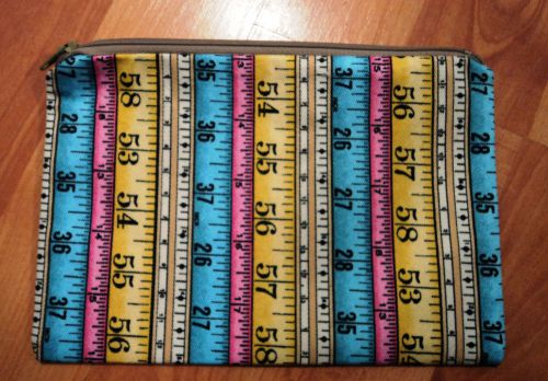 Handmade ^ All purpose cotton lined fabric pencil etc case SEWING TAPE MEASURE ^