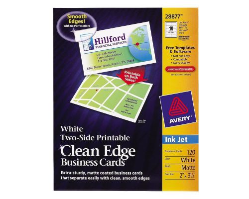 Avery #28877: white tw0-side printable clean edge business cards (120 cards) for sale