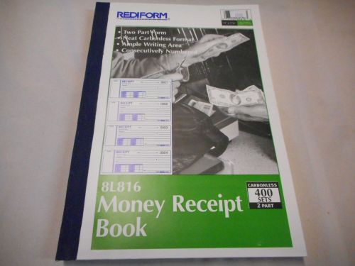 Rediform 8L816 Money Receipt Book, 7 x 2-3/4 Carbonless Duplicate 400 Sets/Book