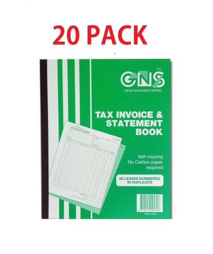 20 X 50 PAGES  INVOICE &amp; STATEMENT  BOOK A4 GNS 572 DUP 10X8 CARBONLESS  (09570)