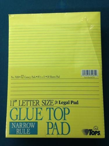 12 TOPS Legal Pad Glue-Top Writing Pads, 8 1/2&#034; x 11&#034;, Narrow Ruled, 50 Sheet