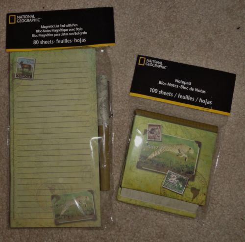 Notepad &amp; magnetic list pad w/ Pen from National Geographic with Leaping Leopard