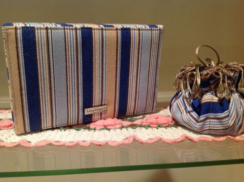 Longaberger Cabana Blue Stripe Jewelry  Pouch &amp; Jewelry Box