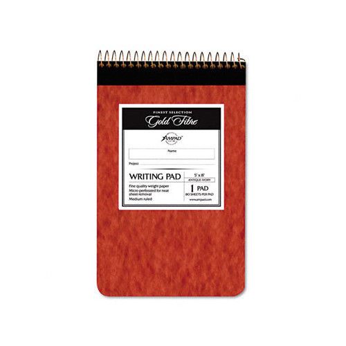 Gold fibre retro writing pad, medium rule, 5 x 8, cream, 80-sheets/pad set of 3 for sale