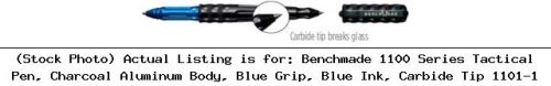 Benchmade 1100 Series Tactical Pen, Charcoal Aluminum Body, Blue Grip, : 1101-1