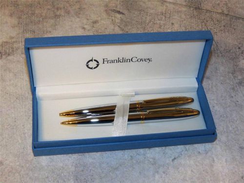 Franklin covey lexington fc011-3 chrome w/ gold-tone accents pen &amp; pencil set for sale