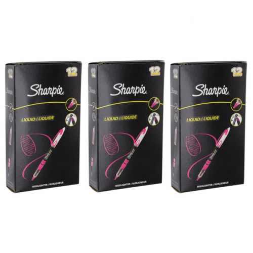 Sharpie Accent Liquid Highlighters, Chisel Tip, Fluorescent Pink, 3 Dozen