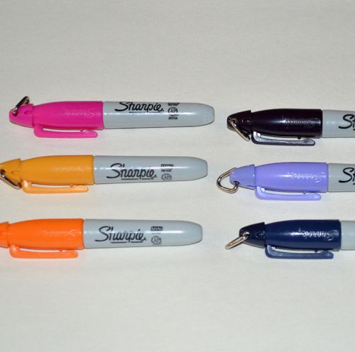 Sharpie Fine Point Mini Permanent Markers w/ Lanyard Cap - Set of 6 Colors NEW