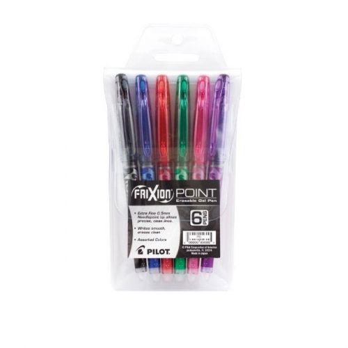 Pilot fixion point erasable gel pens, extra fine point, assorted, 6/pack for sale