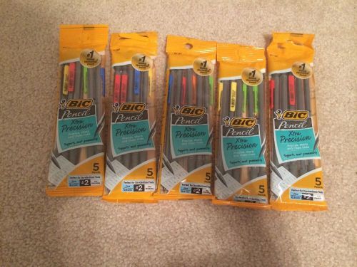 Bic Mechanical Pencils Five 5 Packs 25 Total .5mm #2 Xtra Precision New In Pack