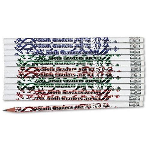 Moon Products Decorated Wood Pencil, Sixth Graders Are #1, Hb #2, White (7866b)