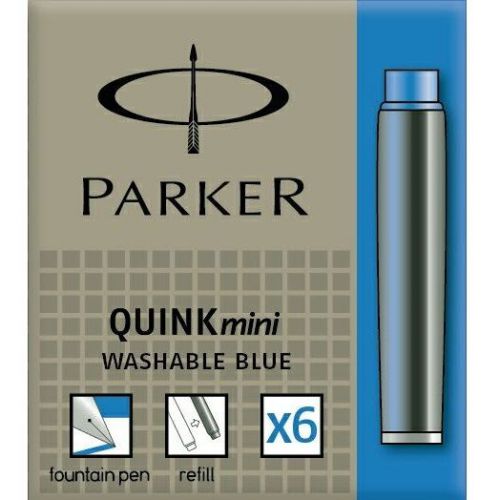 Parker Refill Quink Mini Blue (Parker 1741300) - One Pack of 6 Refills