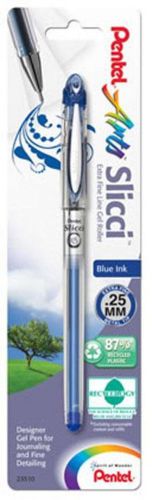 Pentel Arts Slicci (0.25mm) Extra Fine Gel Pen Blue Ink 1 Pack Carded