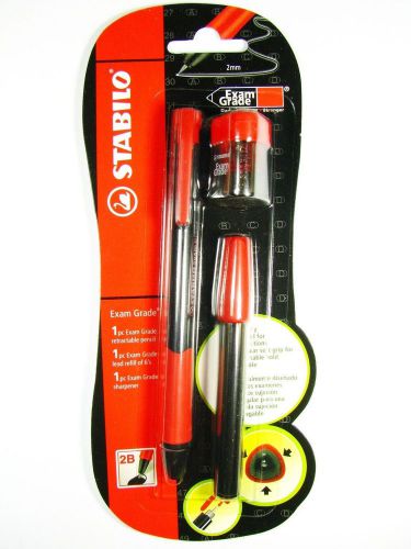 NEW STABILO EXAM GRADE SET Retractable pencil 2mm + Lead refill + Sharpener gift