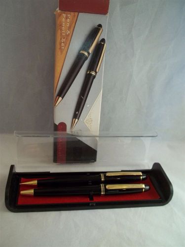 Black gold pen mechanical pencil set in case desk office