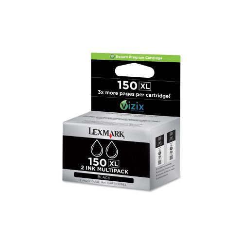 Lexmark 150XL Twinpk High Cap Return Program Ink CartridgeInkjet 1500pg 2 pk