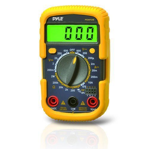 Pyle PDMT28 Digital Backlit LCD Multimeter  AC  DC  Volt  Current  Resistance  T