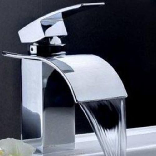 Square waterfall bathroom curved sink basin mixer tap faucet for sale