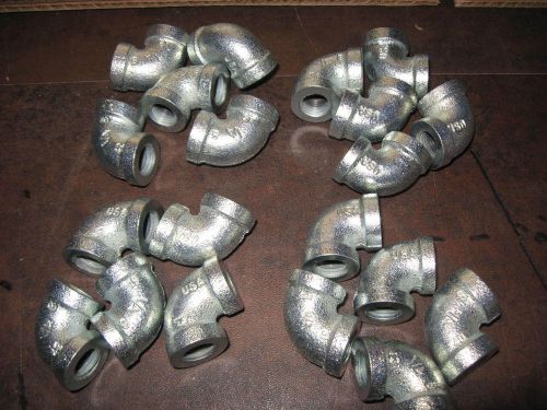 Lot of 20 1/4&#034; elbow 90 degree galvanized malleable fittings made in usa for sale
