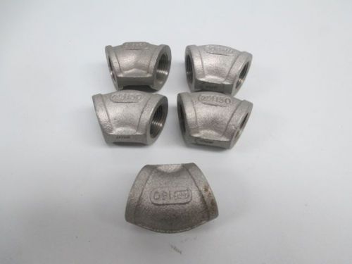 LOT 5 NEW ASSORTED 304-3/4 STAINLESS 3/4IN NPT ELBOW PIPE FITTING D241235