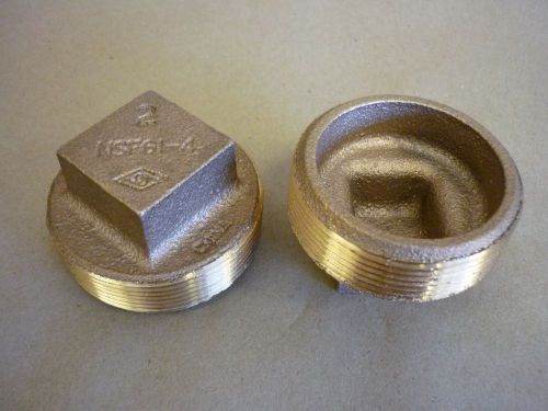 Lot Of 2 Lead-Free Brass #125 Threaded Square Head 2&#034; Solid Plug New