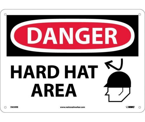 Nmc d650rb danger safety sign - danger hard hat area 10&#034; x 14&#034;  rigid plastic for sale